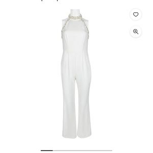 Adrianna Papell Embellished Halter Neck Jumpsuit